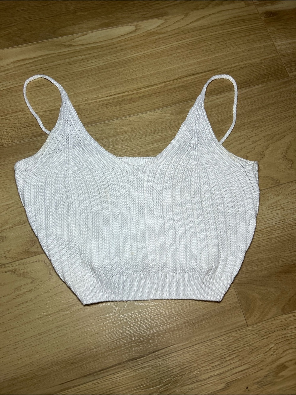 Source Unknown White Ribbed Knit Swim Coverup Cami